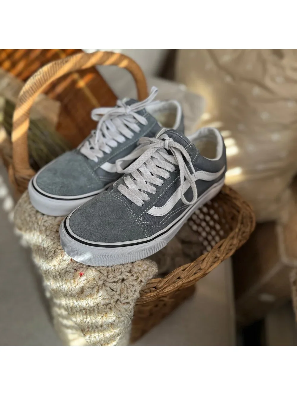 Vans old skool smoke blue “rain drum” casual pig suede women’s shoes sz 8